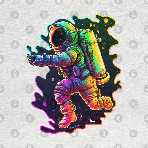 Colorful Astronaut in Space 3D Sticker #12 by Farbrausch Art